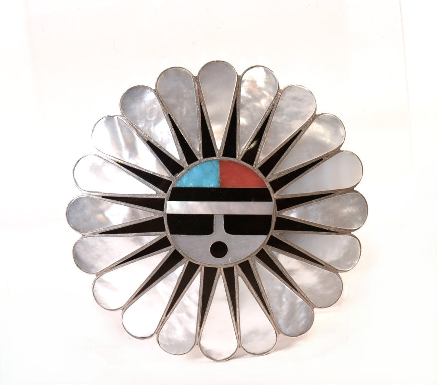 Zuni Pueblo Sterling Silver Pendant/Pin By Tulea R