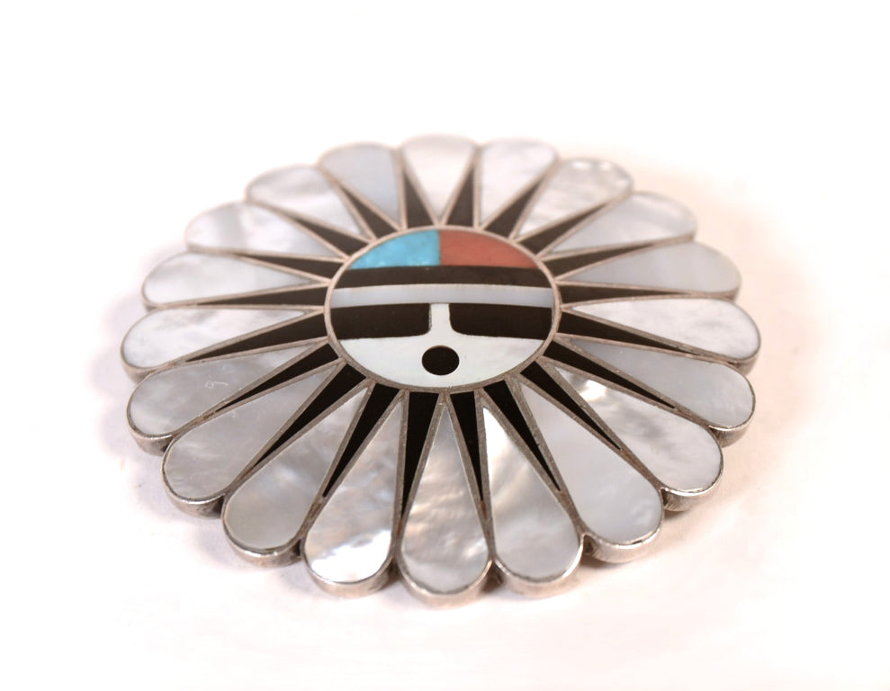 Zuni Pueblo Sterling Silver Pendant/Pin By Tulea R