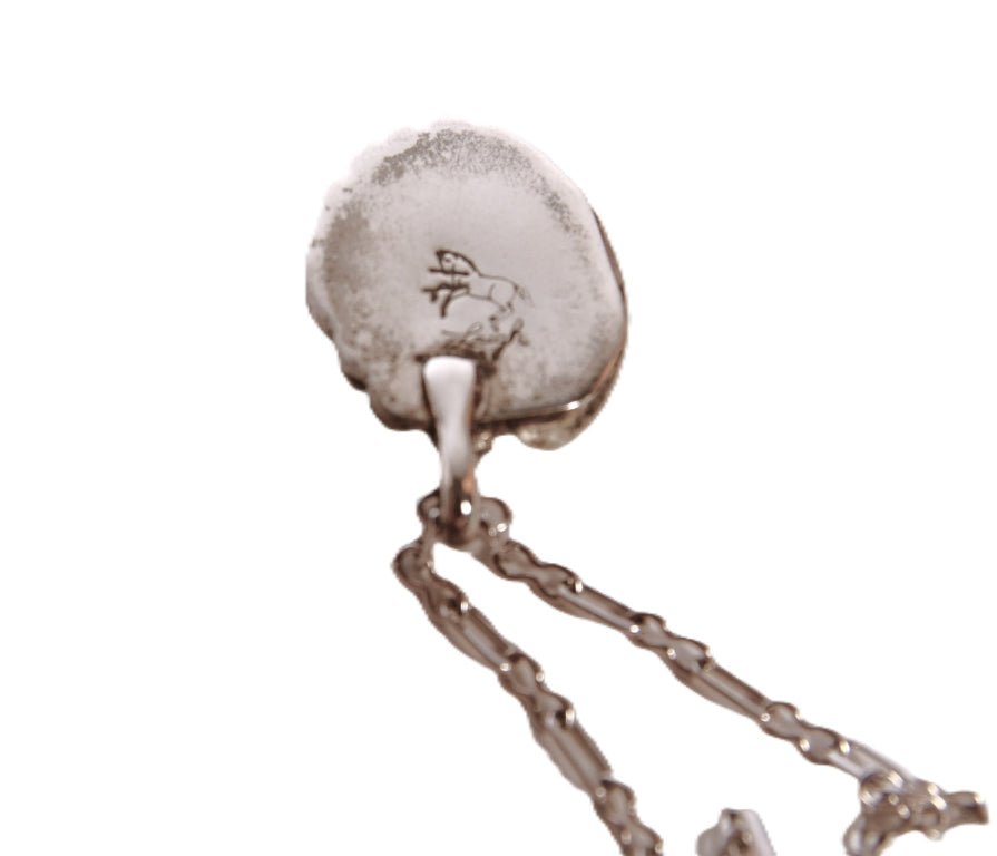 Navajo Sterling Silver Turquoise Pendant Necklace