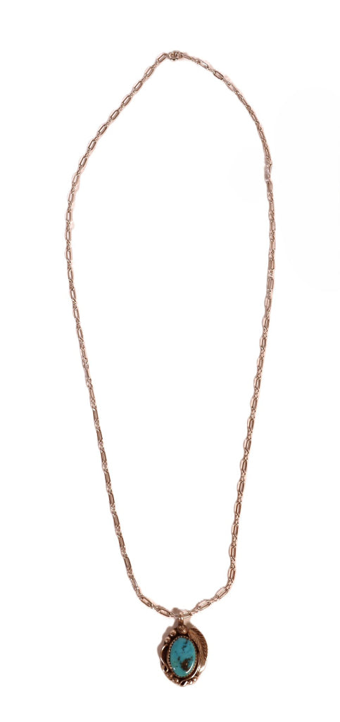 Navajo Sterling Silver Turquoise Pendant Necklace