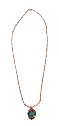 Navajo Sterling Silver Turquoise Pendant Necklace
