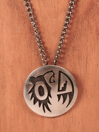 Hopi Pueblo Sterling Silver Overlay Pendant Necklace