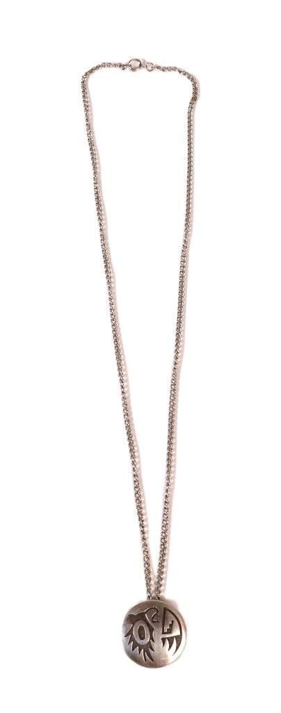 Hopi Pueblo Sterling Silver Overlay Pendant Necklace