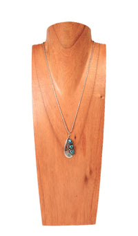 Navajo Sterling Silver Chip Inlay Pendant Necklace