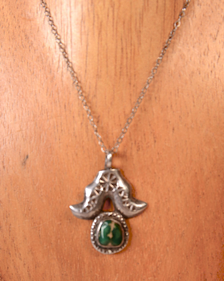 Navajo Sterling Silver Turquoise Pendant Necklace
