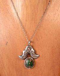 Navajo Sterling Silver Turquoise Pendant Necklace