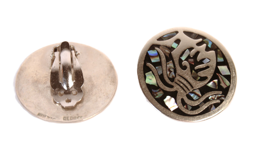 Antique Taxco Mexico Silver Clip Earrings
