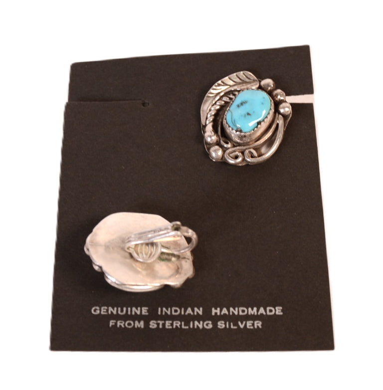 Navajo Sterling Silver Turquoise Clip Earrings