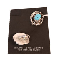 Navajo Sterling Silver Turquoise Clip Earrings