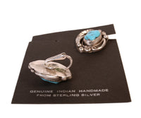 Navajo Sterling Silver Turquoise Clip Earrings