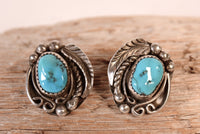 Navajo Sterling Silver Turquoise Clip Earrings