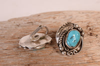 Navajo Sterling Silver Turquoise Clip Earrings