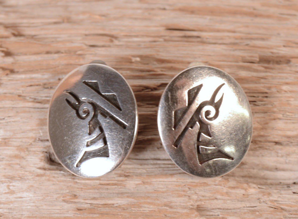 Hopi Pueblo Sterling Silver Clip Earrings