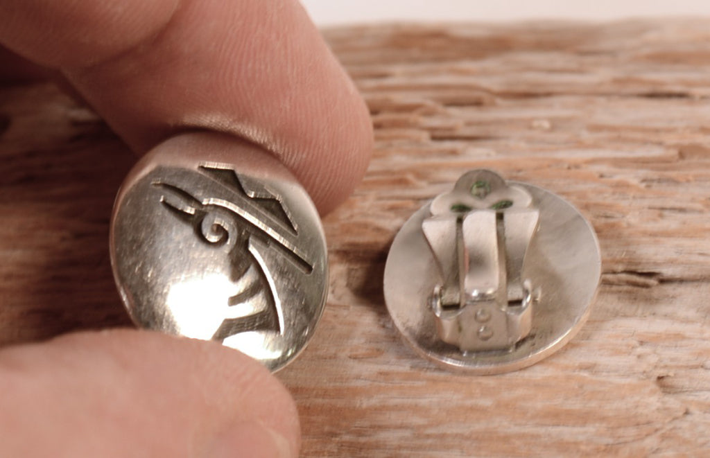 Hopi Pueblo Sterling Silver Clip Earrings