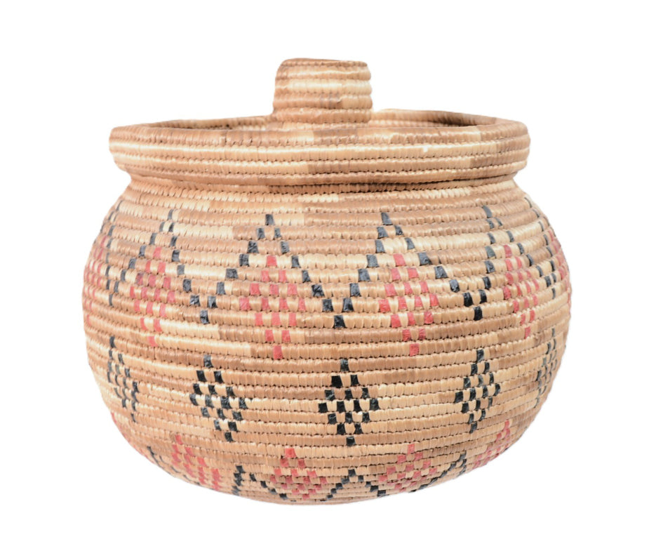Yupik Lidded Basket with Seal Gut By Carrie Paul