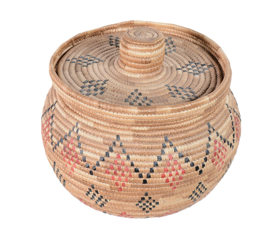 Yupik Lidded Basket with Seal Gut By Carrie Paul