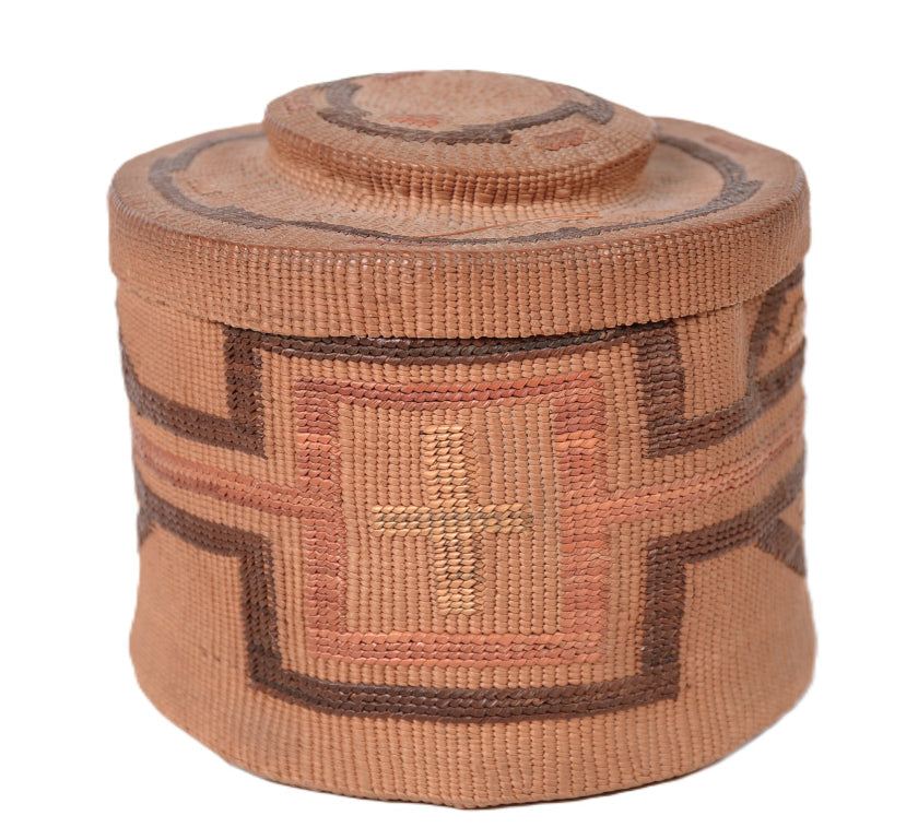 Tlingit Alaskan Basket with Rattle Top Lid