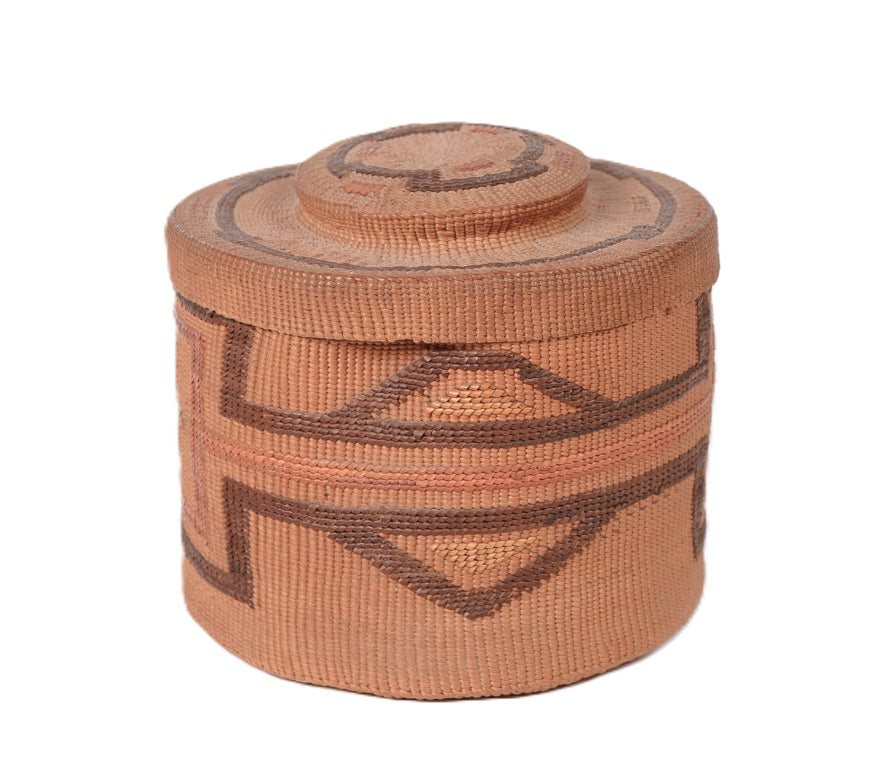 Tlingit Alaskan Basket with Rattle Top Lid