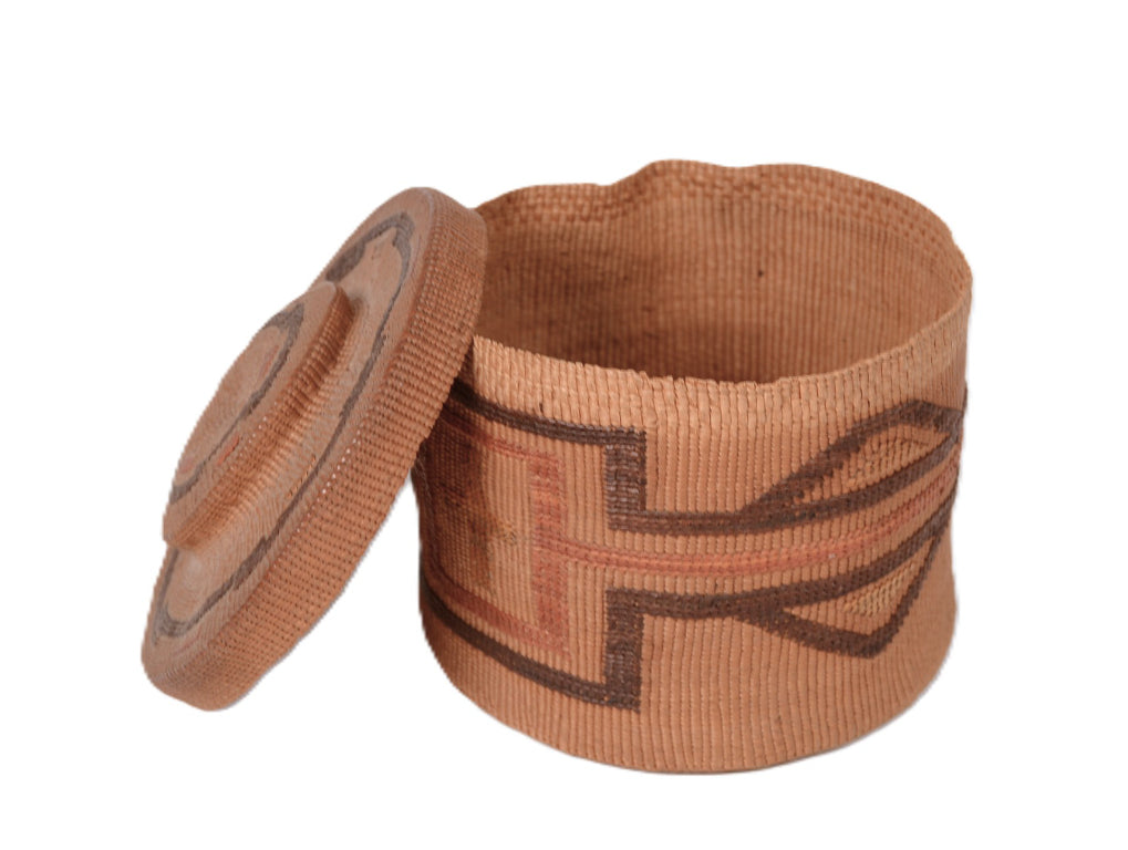 Tlingit Alaskan Basket with Rattle Top Lid