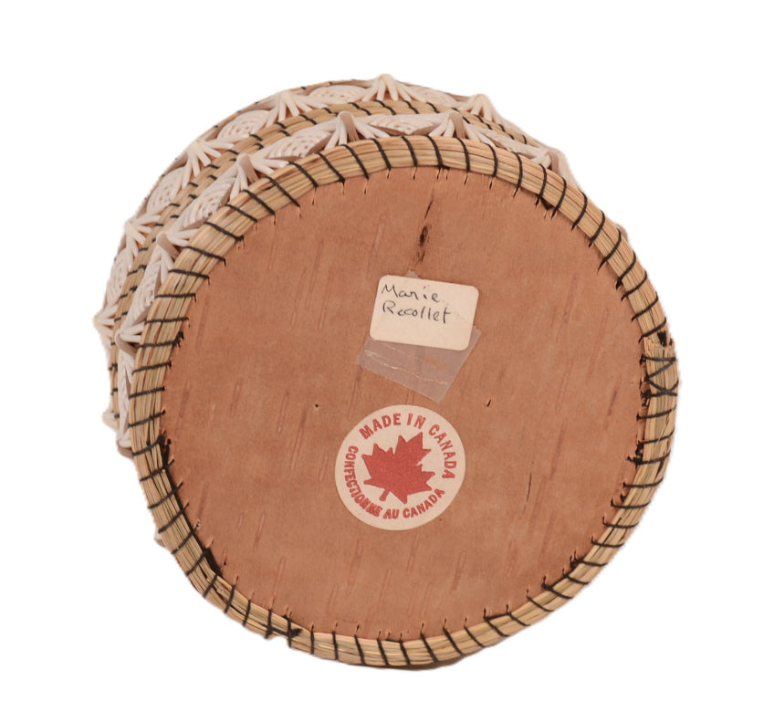 Ojibwe Birch Bark and Quill Basket By Marie Reollet