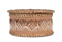 Ojibwe Birch Bark and Quill Lidded Box Basket