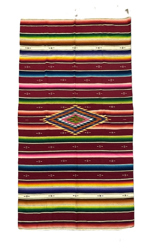 Mexican Saltillo Rainbow Serape Blanket