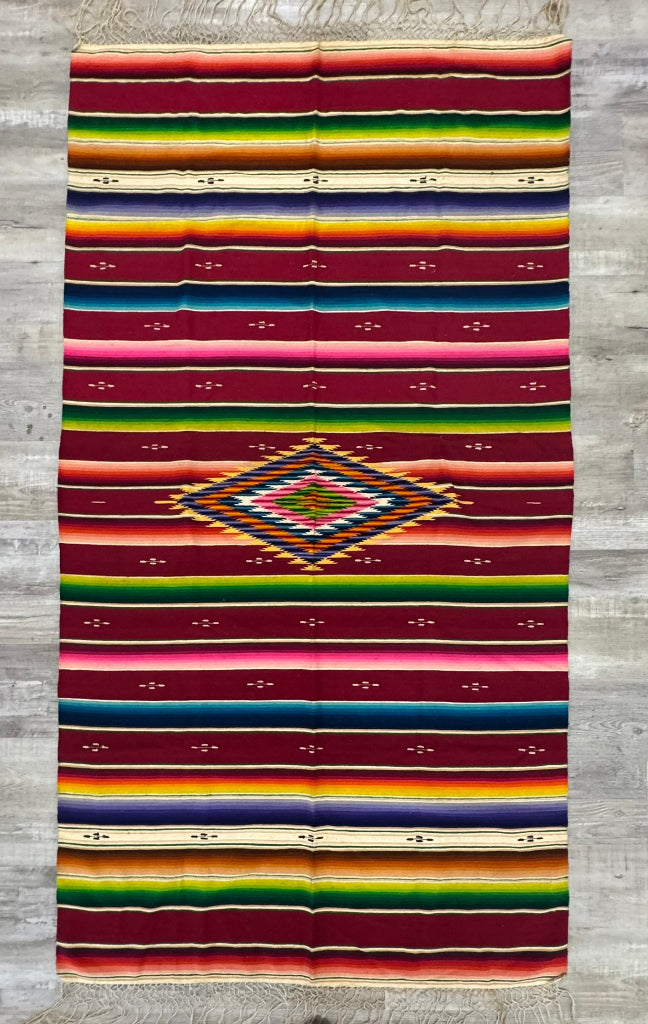 Mexican Saltillo Rainbow Serape Blanket