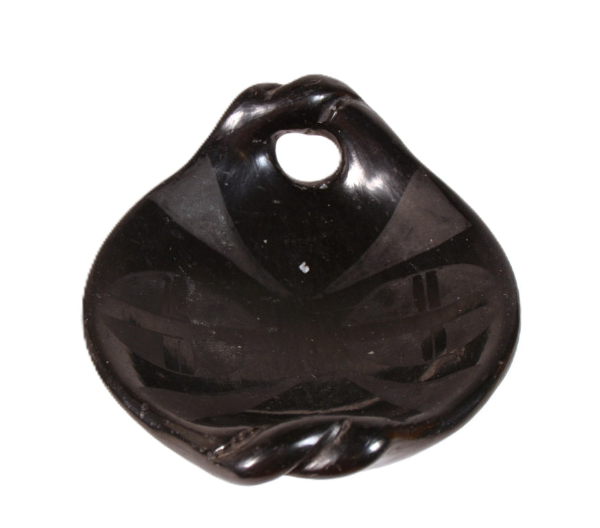 Santa Clara Pueblo Black Dish Pottery with Twisted Handles