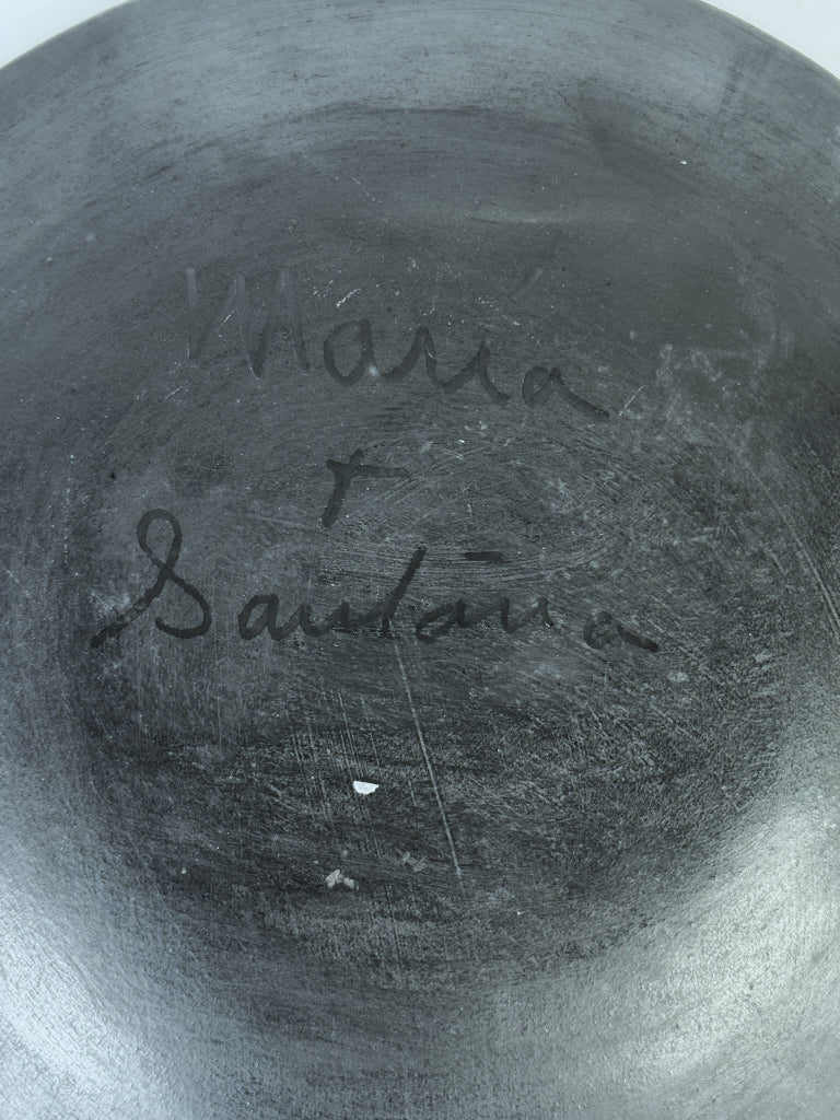 San Illdifonso Pueblo Black Plate Pottery By Maria and Santana