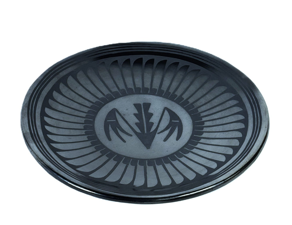 San Illdifonso Pueblo Black Plate Pottery By Maria and Santana