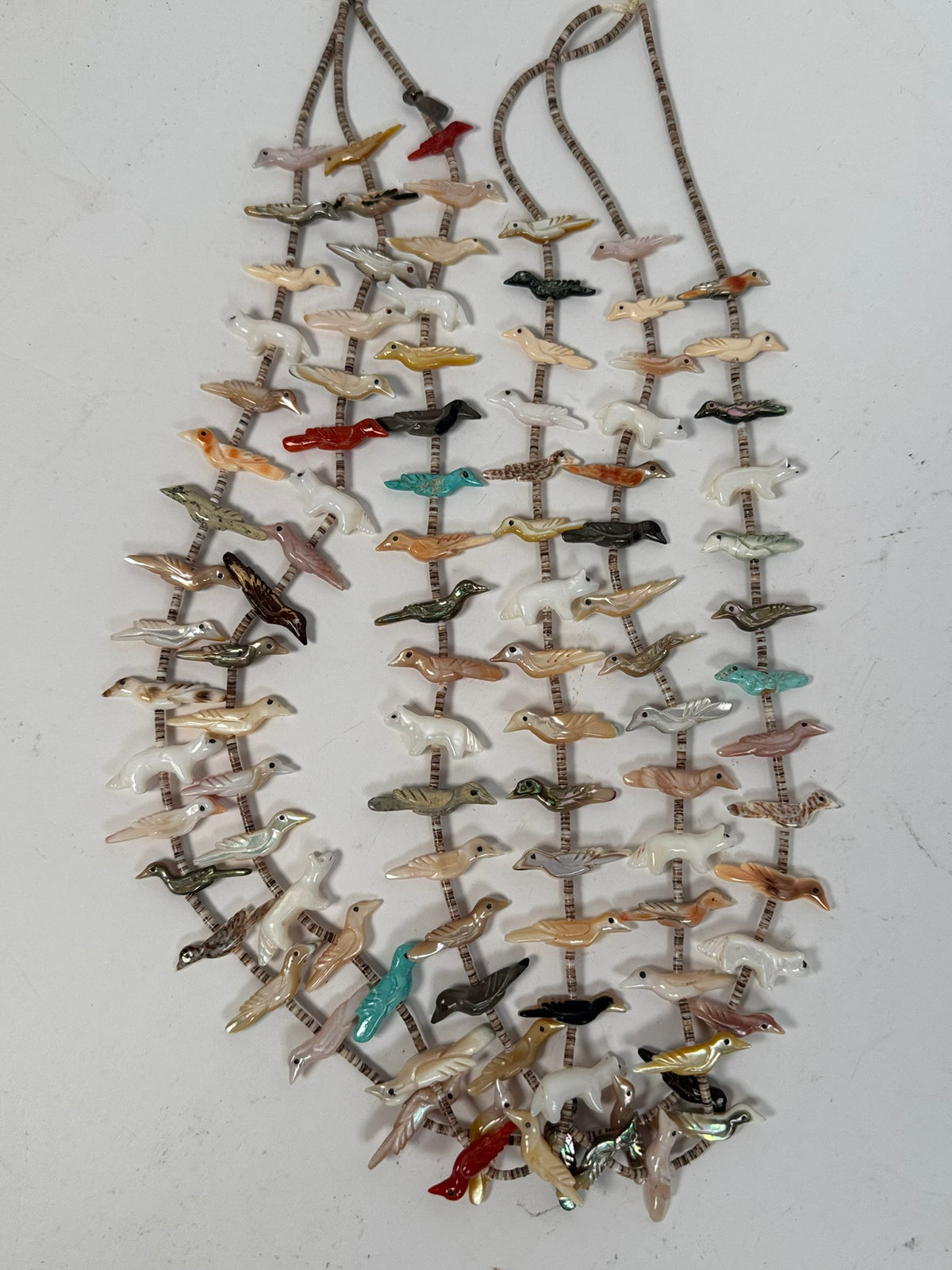 Zuni Pueblo 3-Strand Fetish Necklace By David Tsikewa, with "David" tag