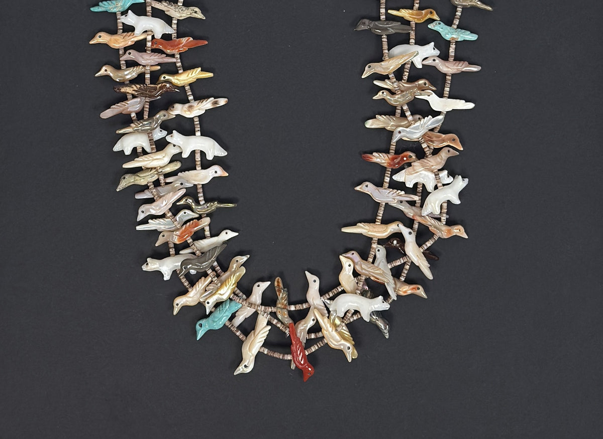 Zuni Pueblo 3-Strand Fetish Necklace By David Tsikewa, with "David" tag