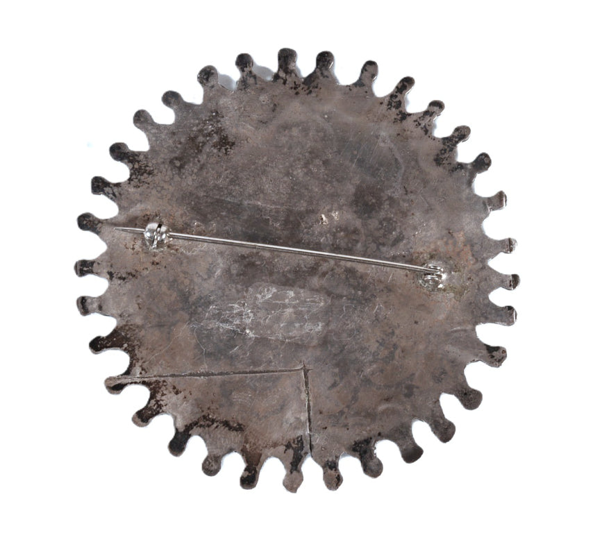 Zuni Pueblo Sterling Silver and Turquoise Brooch