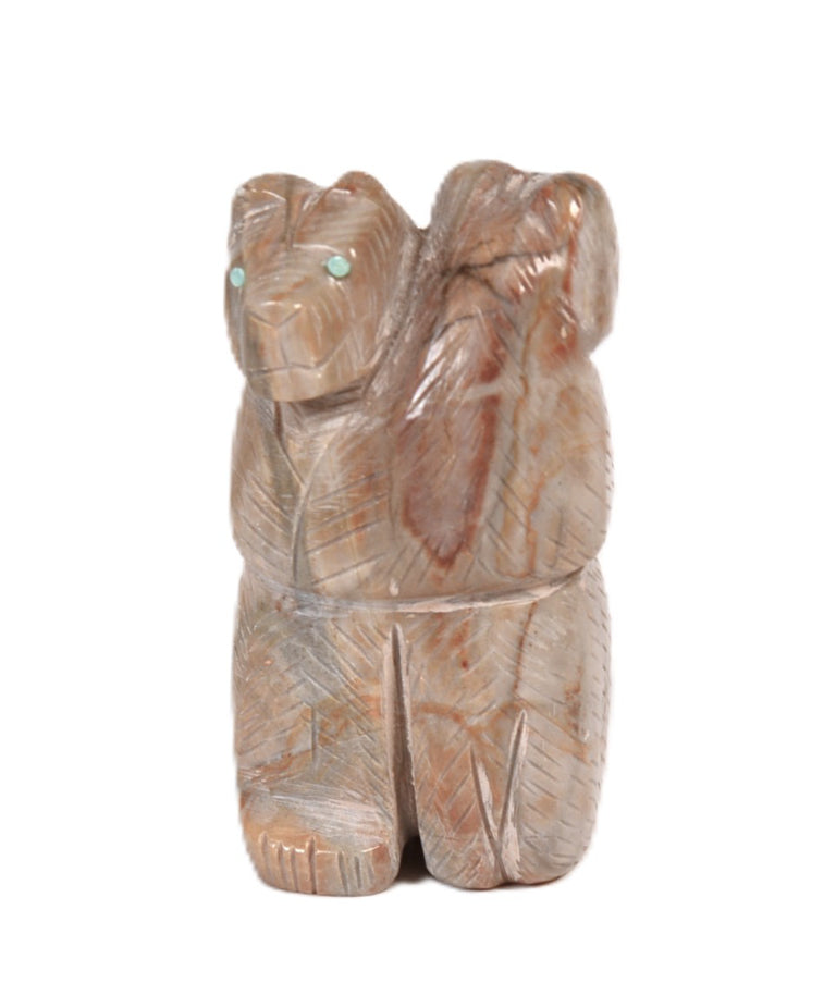 Zuni Pueblo Hugging Bears Fetish By Fitz Kiyite