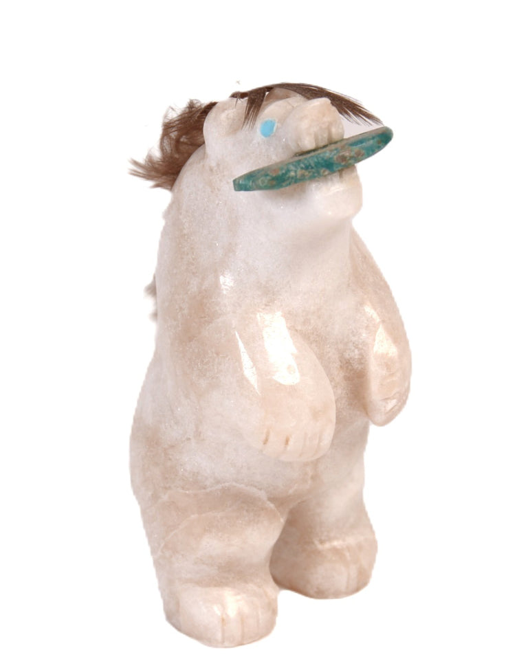 Zuni Pueblo Alabaster White Bear Fetish