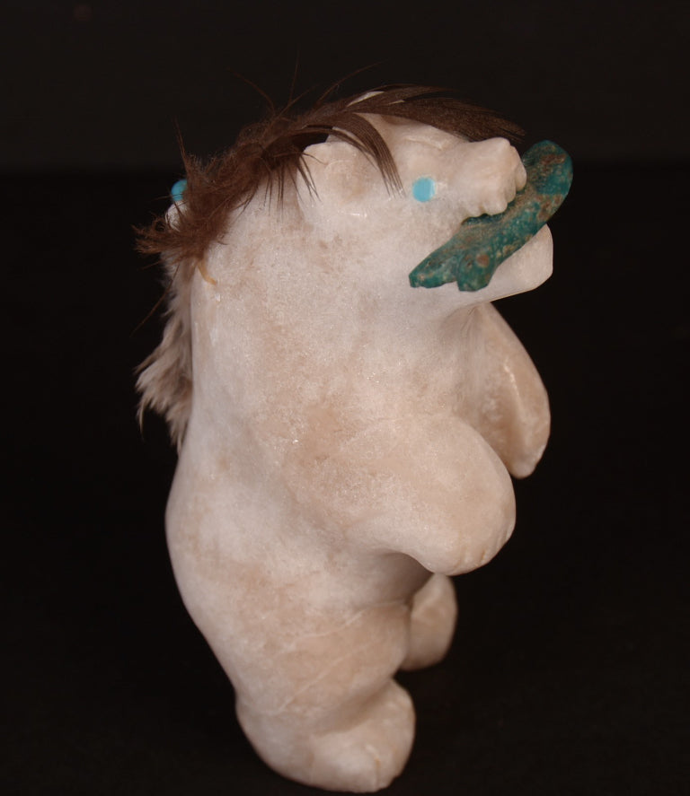 Zuni Pueblo Alabaster White Bear Fetish