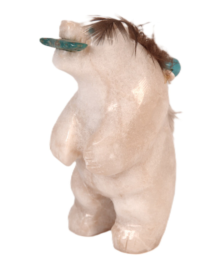 Zuni Pueblo Alabaster White Bear Fetish