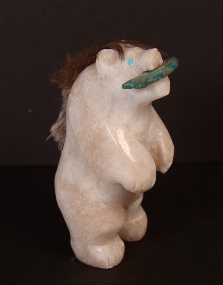 Zuni Pueblo Alabaster White Bear Fetish