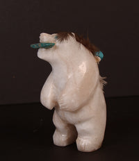 Zuni Pueblo Alabaster White Bear Fetish