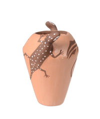 Zuni Pueblo Lizard Pottery Jar By Agnes Ponetsa
