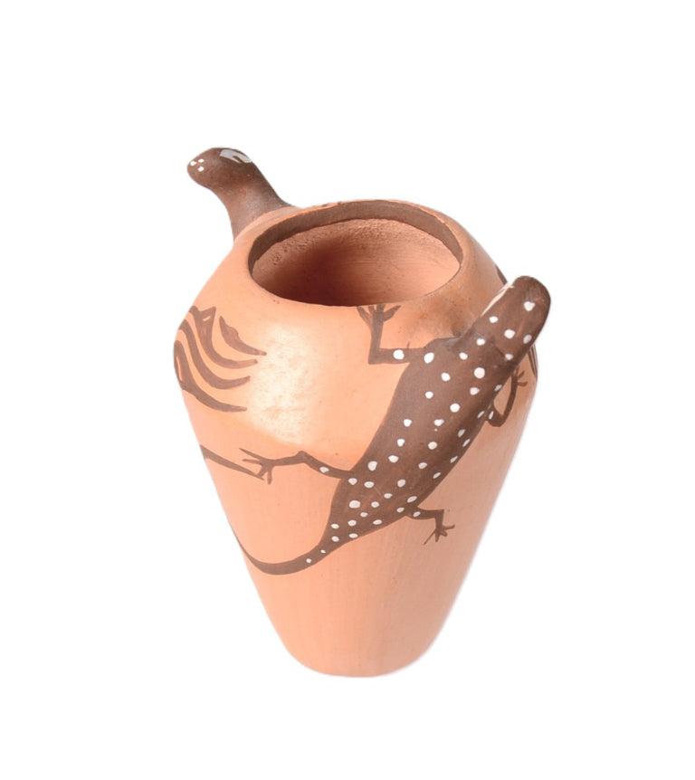 Zuni Pueblo Lizard Pottery Jar By Agnes Ponetsa