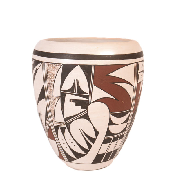 Hopi Pueblo White Jar Polychrome Pottery Vase By Frog Woman