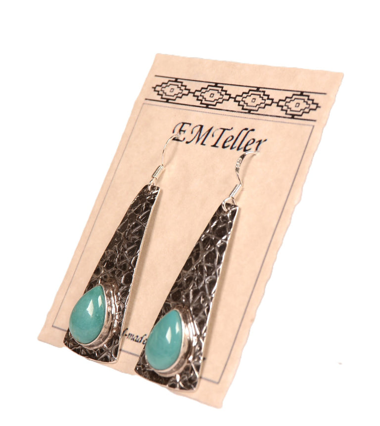 Navajo Sterling Silver and Turquoise Earrings By Mary C. and Everett Teller