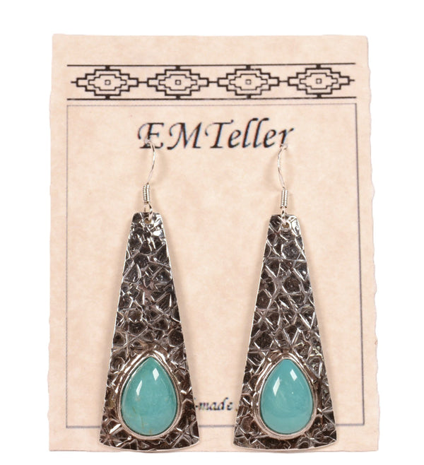 Navajo Sterling Silver and Turquoise Earrings By Mary C. and Everett Teller