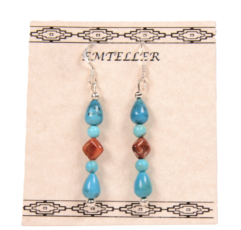 Navajo Sterling Silver and Turquoise Earrings By Mary C. and Everett Teller