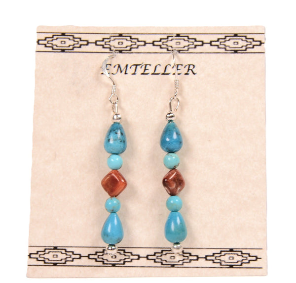 Navajo Sterling Silver and Turquoise Earrings By Mary C. and Everett Teller