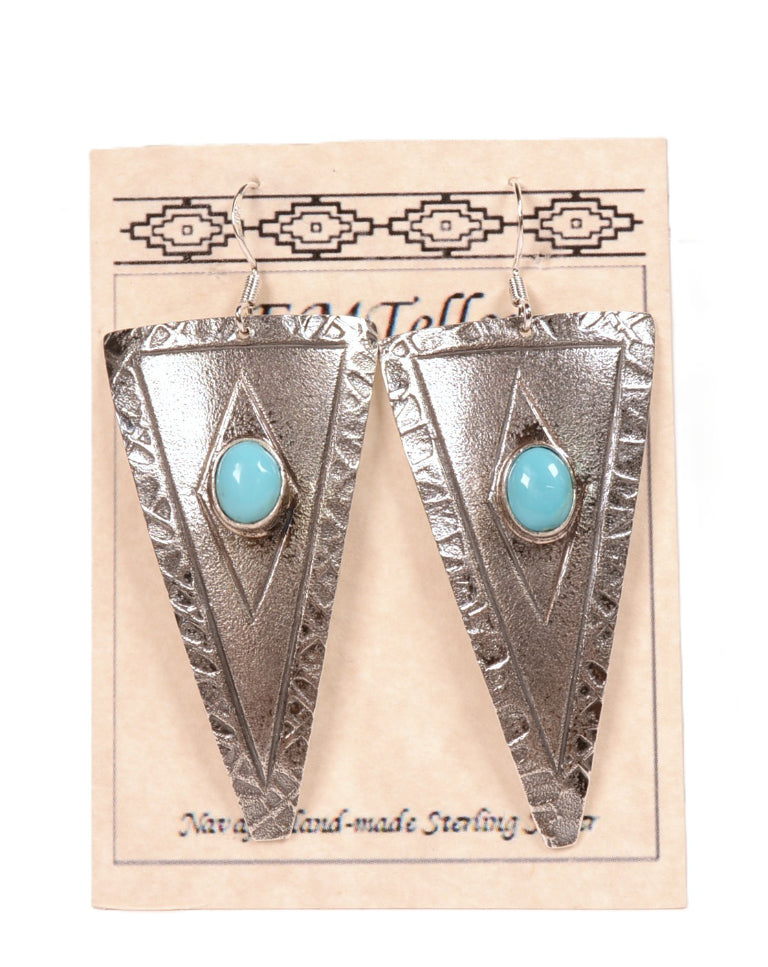 Navajo Sterling Silver and Turquoise Earrings By Mary C. and Everett Teller