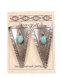 Navajo Sterling Silver and Turquoise Earrings By Mary C. and Everett Teller