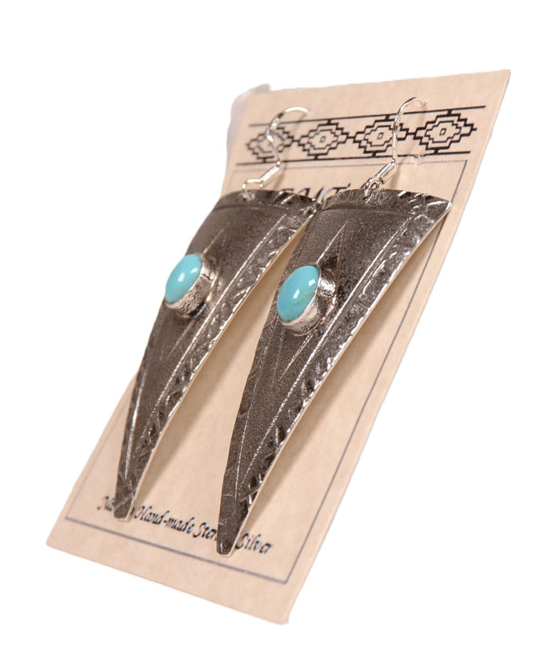 Navajo Sterling Silver and Turquoise Earrings By Mary C. and Everett Teller
