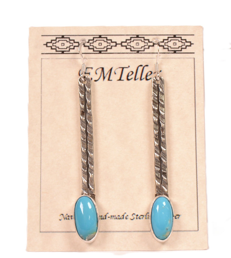 Navajo Sterling Silver and Turquoise Earrings By Mary C. and Everett Teller